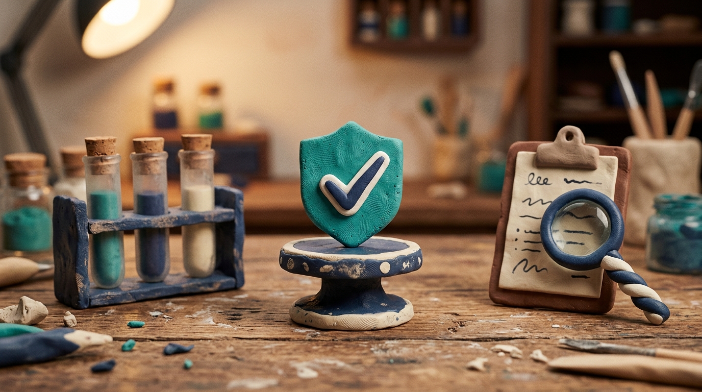 Quality Assurance - Shield badge with vials