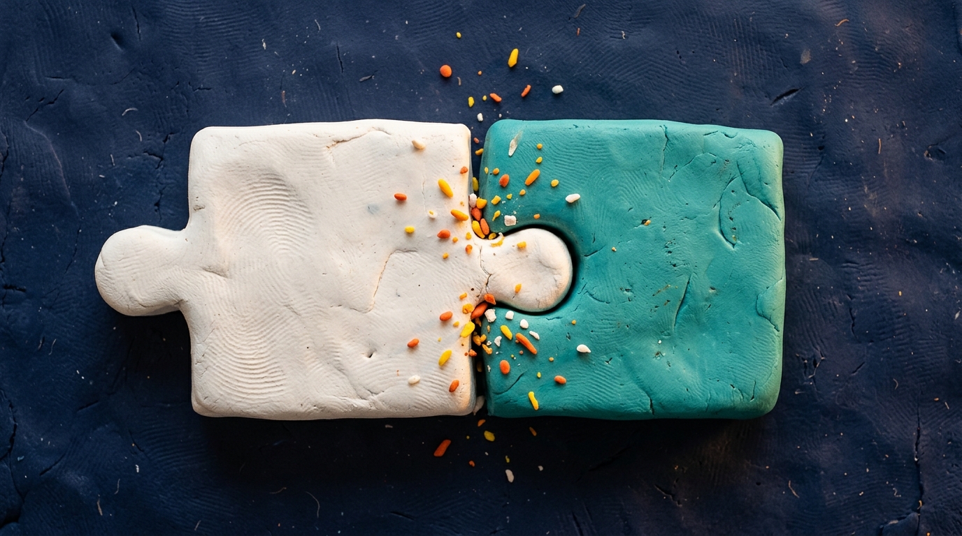 Step 1 - Two puzzle pieces clicking together