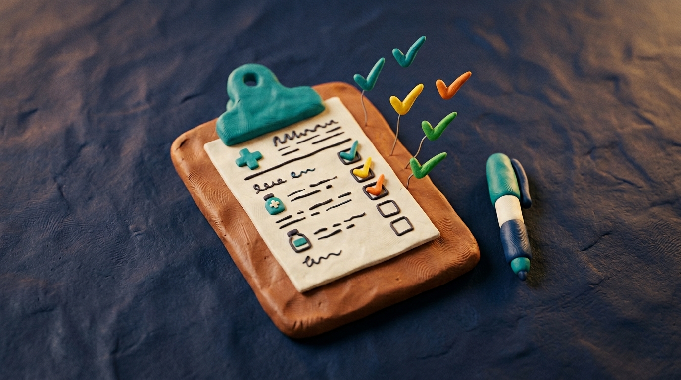 Step 2 - Clay clipboard with checkmark